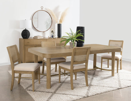 Furniture City Houma - Coaster - Arini 5-piece Extension Leaf Dining Table Set Sand Wash - 108931-S5W