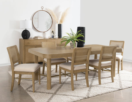 Furniture City Houma - Coaster - Arini 7-piece Extension Leaf Dining Table Set Sand Wash - 108931-S7W
