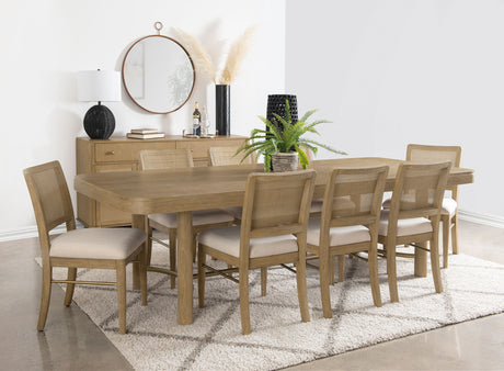 Furniture City Houma - Coaster - Arini 9-piece Extension Leaf Dining Table Set Sand Wash - 108931-S9W