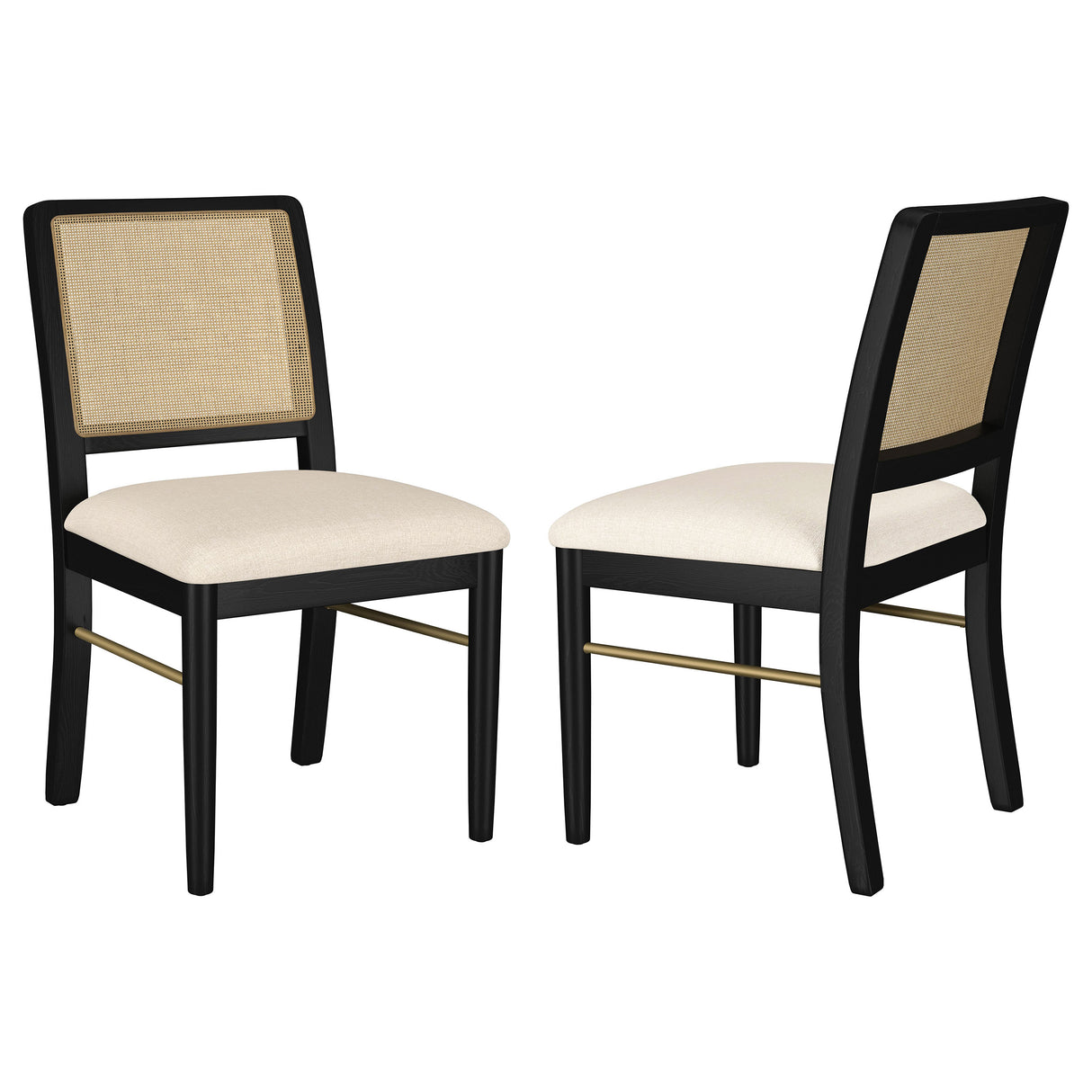 Furniture City Houma - Coaster - Arini Rattan Cane Dining Side Chair Black (Set of 2) - 108932BLK