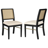 Furniture City Houma - Coaster - Arini Rattan Cane Dining Side Chair Black (Set of 2) - 108932BLK