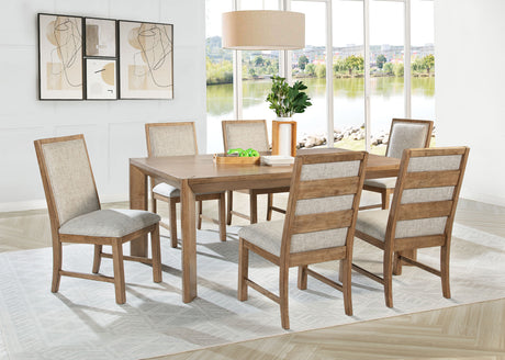 Furniture City Houma - Coaster - Bruner 7-piece 72-inch Rectangular Dining Set Natural Brown - 109101-S7