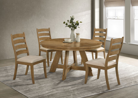 Furniture City Houma - Coaster - Danvers 5-piece Dining Table Set Brown Oak and Latte - 109150-S5