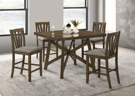 Furniture City Houma - Coaster - Canfield 5-piece 47-inch Counter Height Dining Set Brown - 109178-S5