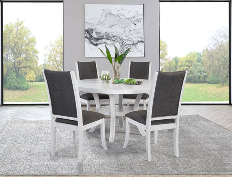 Furniture City Houma - Coaster - Judd 5-piece 54-inch Round Wood Dining Table Set Pearl White - 109330-S5