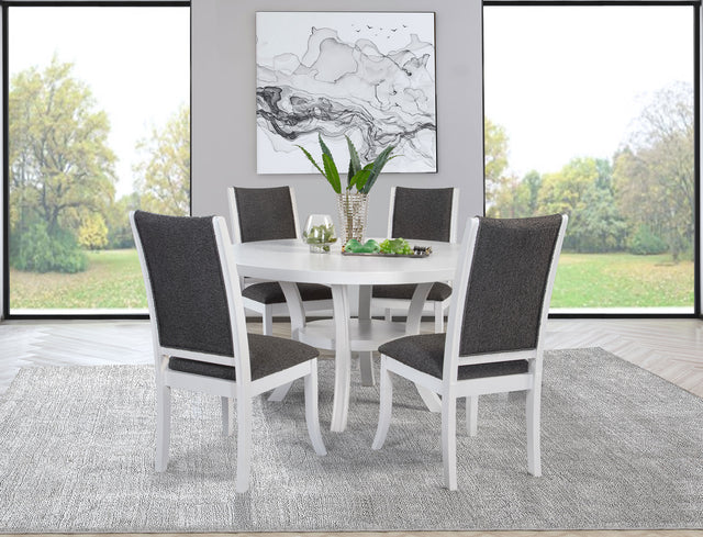 Furniture City Houma - Coaster - Judd 5-piece 54-inch Round Wood Dining Table Set Pearl White - 109330-S5