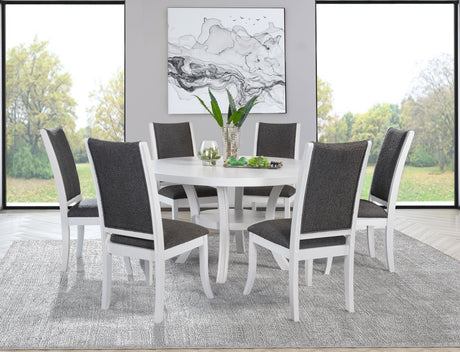 Furniture City Houma - Coaster - Judd 7-piece 54-inch Round Wood Dining Table Set Pearl White - 109330-S7
