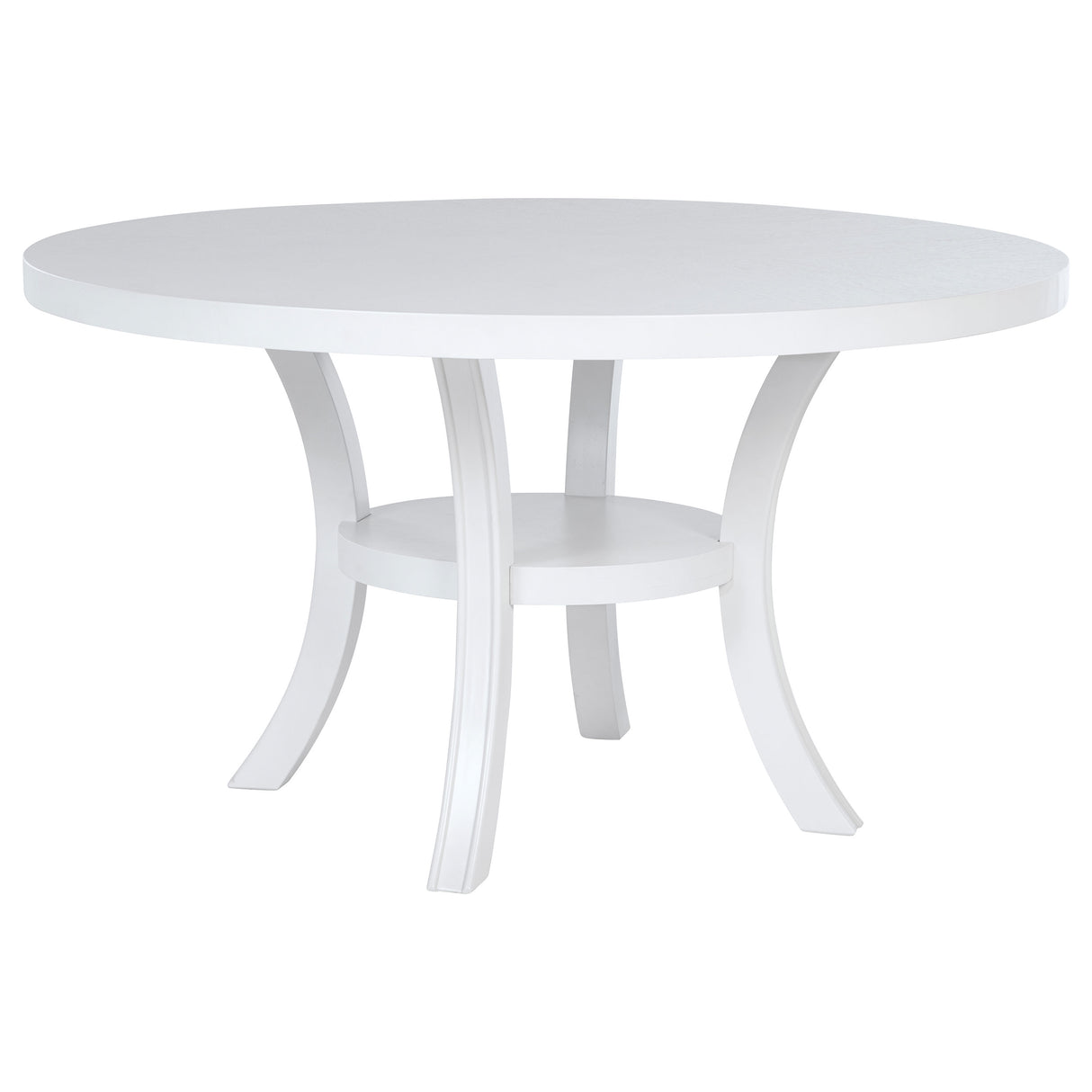 Furniture City Houma - Coaster - Judd 54-inch Round Dining Wood Table with Shelf Pearl White - 109330