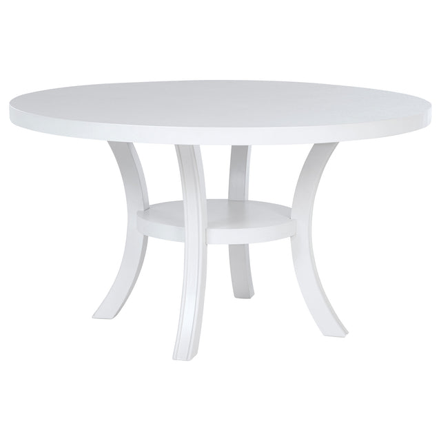 Furniture City Houma - Coaster - Judd 54-inch Round Dining Wood Table with Shelf Pearl White - 109330