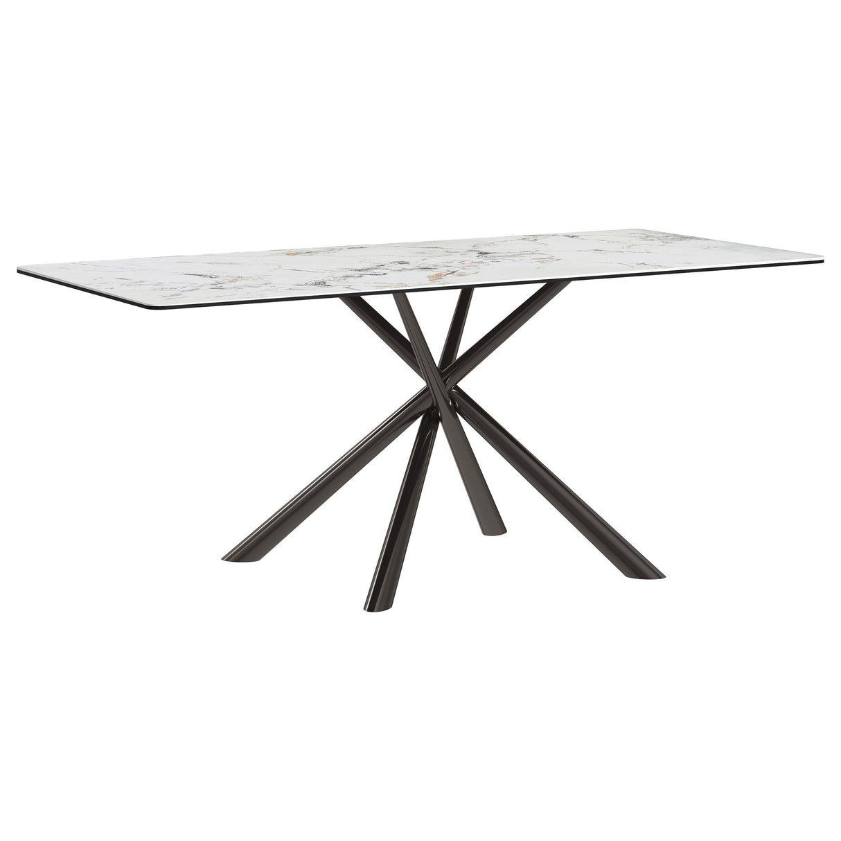 Furniture City Houma - Coaster - Carvell Rectangular Sintered Stone Dining Table Mirage White - 109371