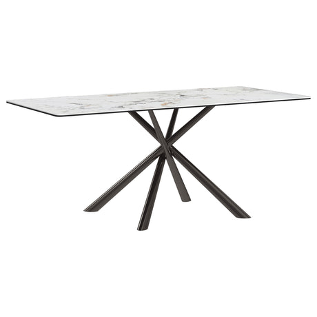 Furniture City Houma - Coaster - Carvell Rectangular Sintered Stone Dining Table Mirage White - 109371