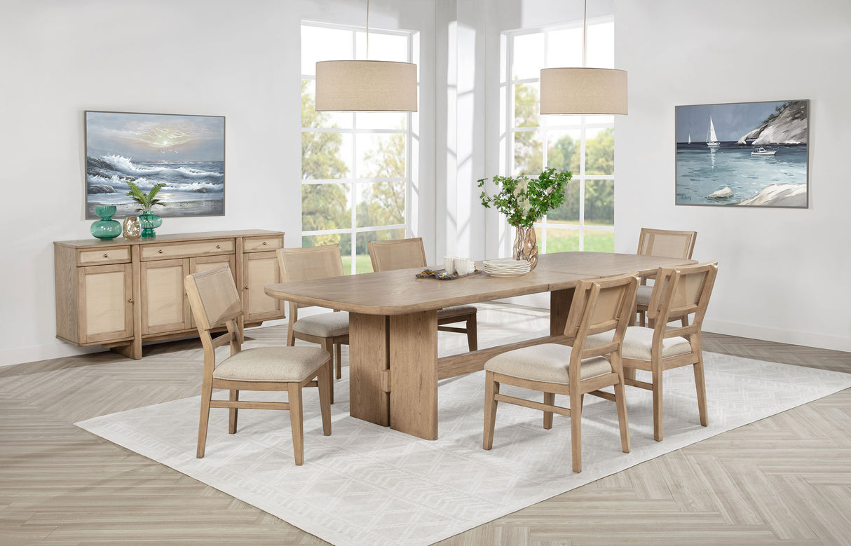 Furniture City Houma - Coaster - Kailani 7-piece Rectangular Wood Dining Table Set Beige Oak - 109381-S7