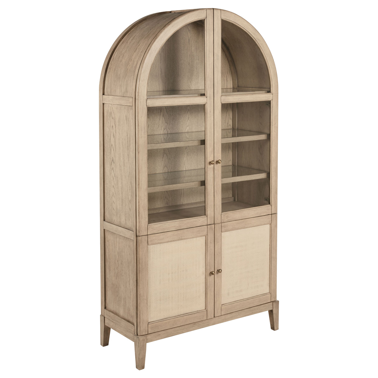 Furniture City Houma - Coaster - Kailani 4-Door Cane Dining Vitrine Display Cabinet Beige Oak - 109386
