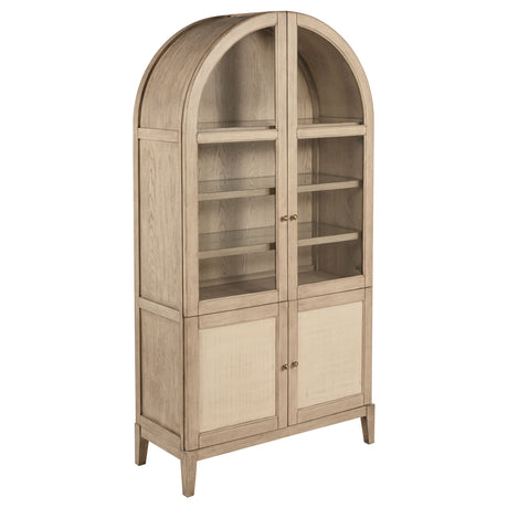 Furniture City Houma - Coaster - Kailani 4-Door Cane Dining Vitrine Display Cabinet Beige Oak - 109386
