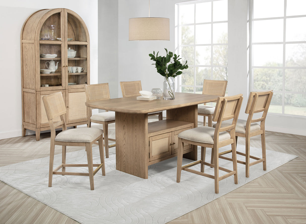 Furniture City Houma - Coaster - Kailani 7-piece Wood Counter Height Dining Set Beige Oak - 109388-S7