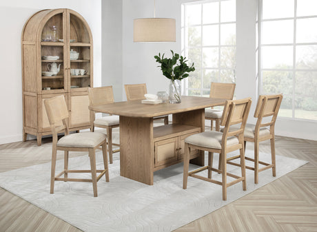 Furniture City Houma - Coaster - Kailani 7-piece Wood Counter Height Dining Set Beige Oak - 109388-S7