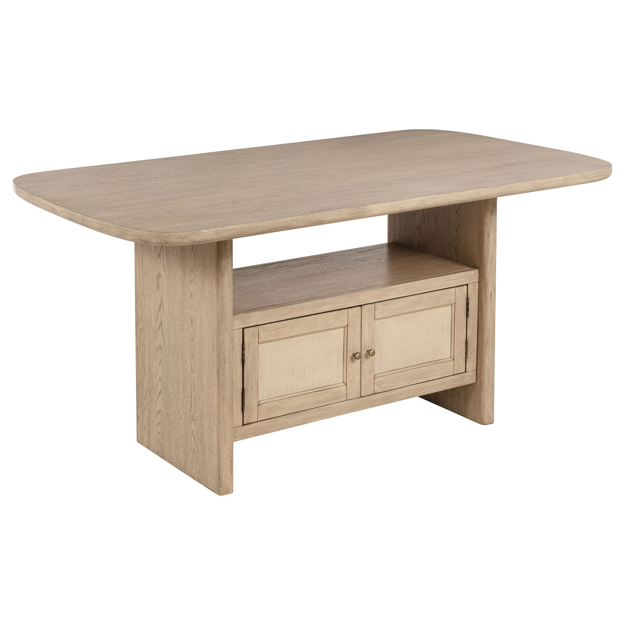 Furniture City Houma - Coaster - Kailani Cane Counter Height Storage Dining Table Beige Oak - 109388