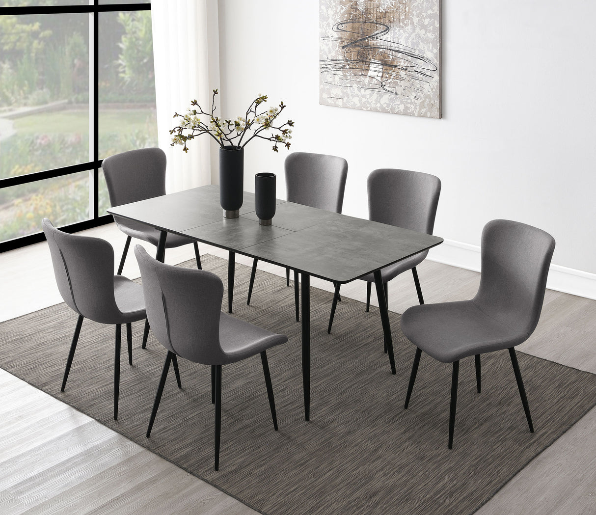 Furniture City Houma - Coaster - Horizon 7-piece Dining Set with Extension Table Grey - 109391-S7