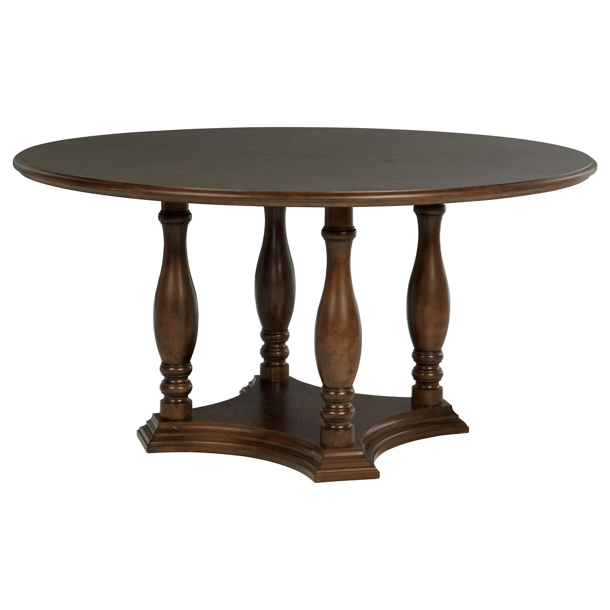 Furniture City Houma - Coaster - Landon 60-inch Round Wood Pedestal Dining Table Rich Brown - 109400