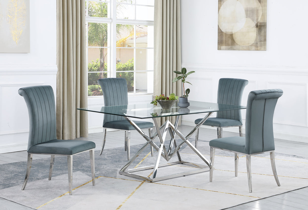 Furniture City Houma - Coaster - Beaufort 5-piece Rectangular Dining Set Chrome and Grey - 109451-S5