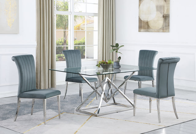 Furniture City Houma - Coaster - Beaufort 5-piece Rectangular Dining Set Chrome and Grey - 109451-S5