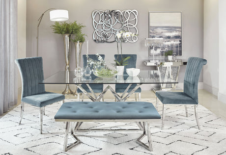 Furniture City Houma - Coaster - Beaufort 6-piece Rectangular Dining Set Chrome and Grey - 109451-S6