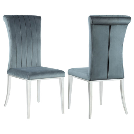 Furniture City Houma - Coaster - Beaufort Upholstered Dining Side Chair Steel Grey (Set of 2) - 109452