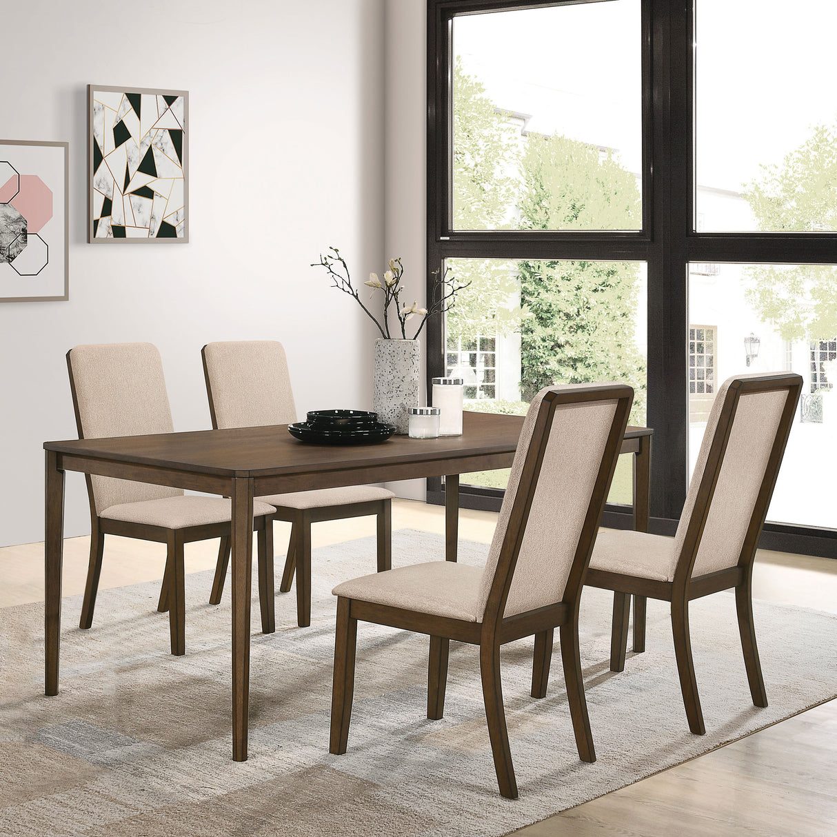 Furniture City Houma - Coaster - Wethersfield 5-piece Rectangular Dining Table Set Walnut - 109841-S5