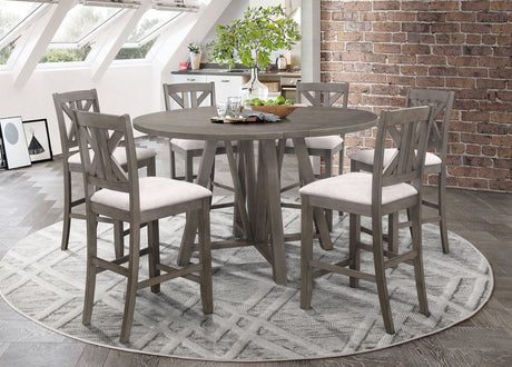 Furniture City Houma - Coaster - Athens 7-piece Drop Leaf Counter Height Dining Set Barn Grey - 109858-S7