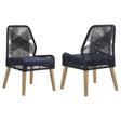 Furniture City Houma - Coaster - Nakia Woven Rope Dining Side Chairs Dark Navy (Set of 2) - 110034