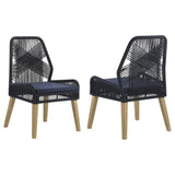 Furniture City Houma - Coaster - Nakia Woven Rope Dining Side Chairs Dark Navy (Set of 2) - 110034