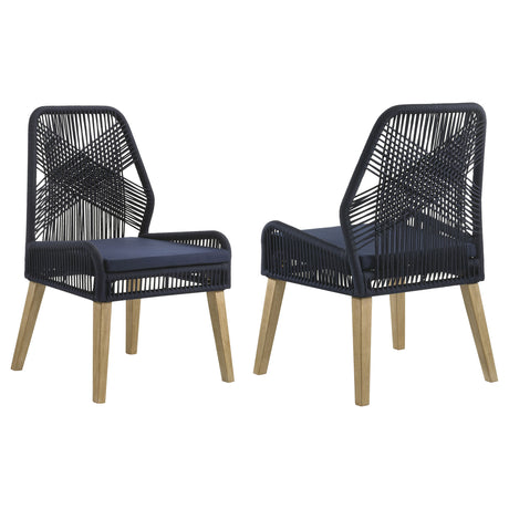 Furniture City Houma - Coaster - Nakia Woven Rope Dining Side Chairs Dark Navy (Set of 2) - 110034