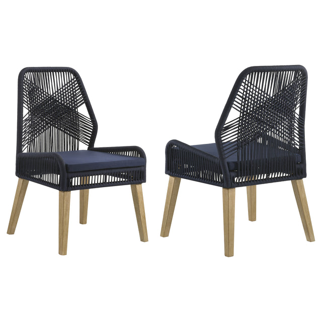 Furniture City Houma - Coaster - Nakia Woven Rope Dining Side Chairs Dark Navy (Set of 2) - 110034