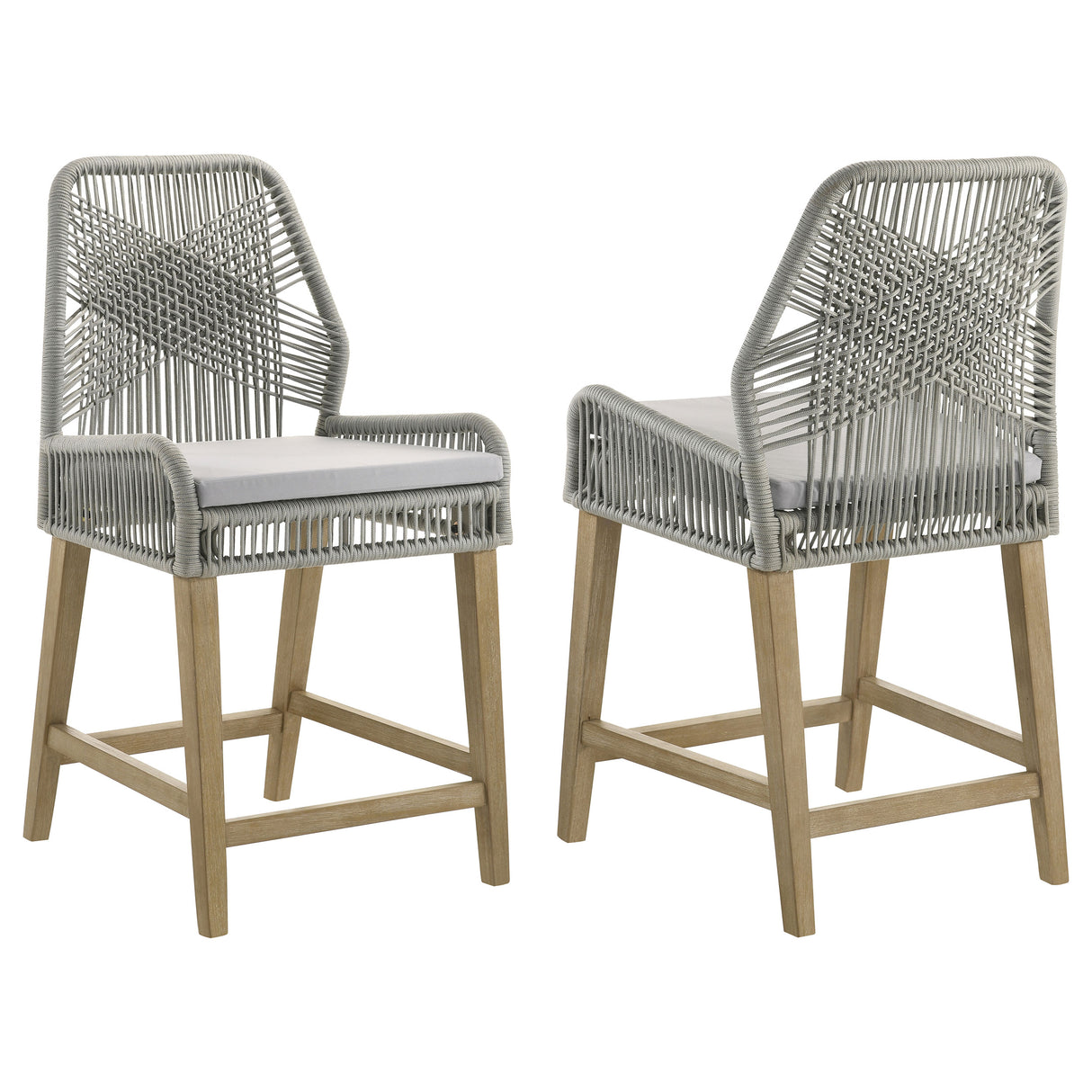 Furniture City Houma - Coaster - Nakia Woven Rope Counter Chair with Cushion Grey (Set of 2) - 110035