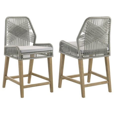 Furniture City Houma - Coaster - Nakia Woven Rope Counter Chair with Cushion Grey (Set of 2) - 110035