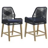 Furniture City Houma - Coaster - Nakia Woven Rope Counter Chair with Cushion Navy (Set of 2) - 110036
