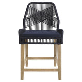 Nakia Woven Rope Counter Chair with Cushion Navy (Set of 2)