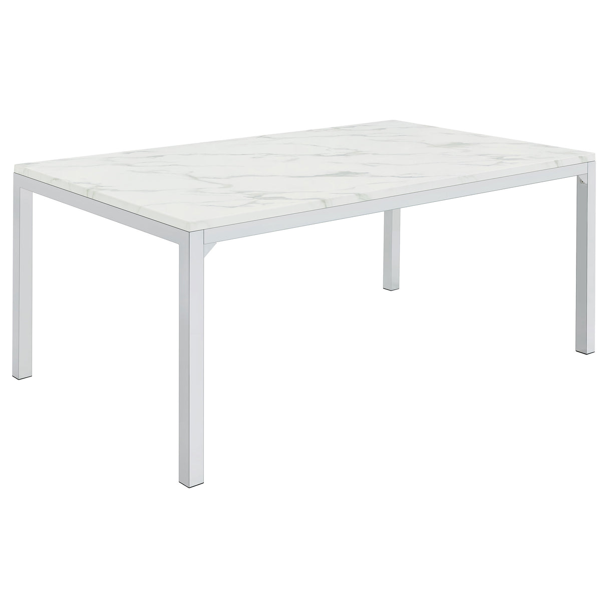 Furniture City Houma - Coaster - Athena Rectangular 64-inch Faux Marble Dining Table Chrome - 110101