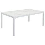 Furniture City Houma - Coaster - Athena Rectangular 64-inch Faux Marble Dining Table Chrome - 110101