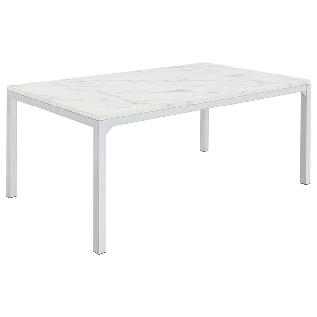 Furniture City Houma - Coaster - Athena Rectangular 64-inch Faux Marble Dining Table Chrome - 110101