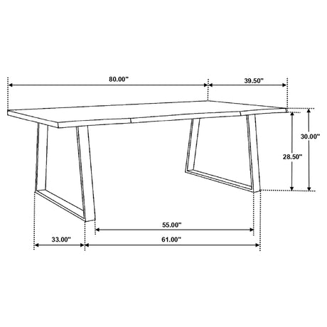Furniture City Houma - Coaster - Ditman 80-inch Live Edge Dining Table Grey Sheesham - 110181