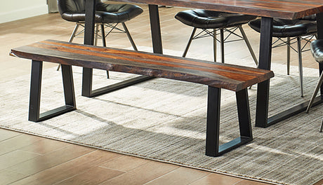 Furniture City Houma - Coaster - Ditman Live Edge Wood Dining Bench Grey Sheesham - 110183