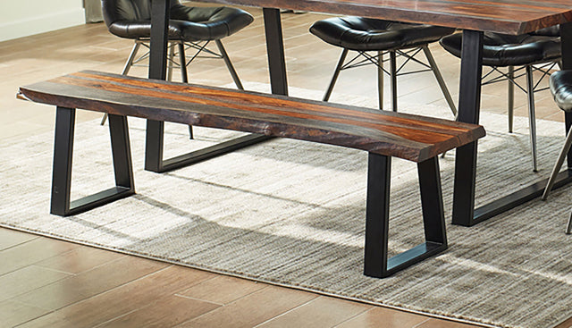 Furniture City Houma - Coaster - Ditman Live Edge Wood Dining Bench Grey Sheesham - 110183