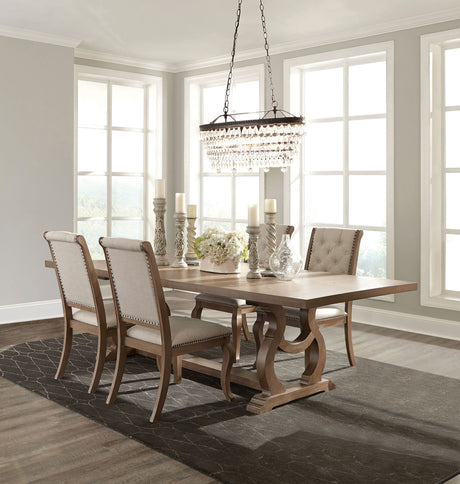 Furniture City Houma - Coaster - Brockway 5-piece Extension Leaf Dining Set Barley Brown - 110291-S5