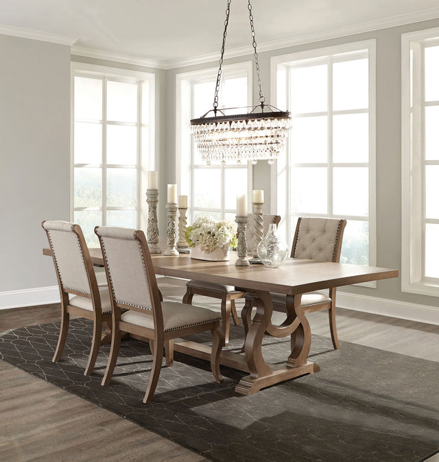 Furniture City Houma - Coaster - Brockway 5-piece Extension Leaf Dining Set Barley Brown - 110291-S5