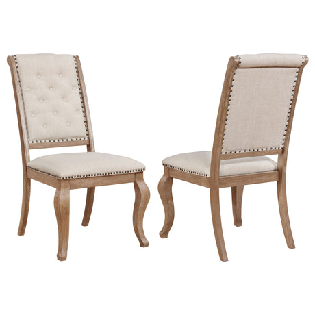 Furniture City Houma - Coaster - Brockway Upholstered Dining Chair Barley Brown (Set of 2) - 110292