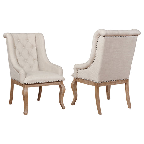 Furniture City Houma - Coaster - Brockway Upholstered Arm Chair Barley Brown (Set of 2) - 110293