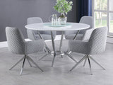 Furniture City Houma - Coaster - Abby 5-piece Round Dining Table Set White High Gloss - 110321-S5