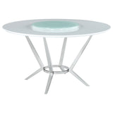 Furniture City Houma - Coaster - Abby Round 54-inch Lazy Susan Dining Table White High Gloss - 110321