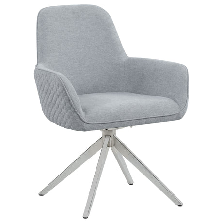 Furniture City Houma - Coaster - Abby Fabric Upholstered Swivel Dining Arm Chair Light Grey - 110322